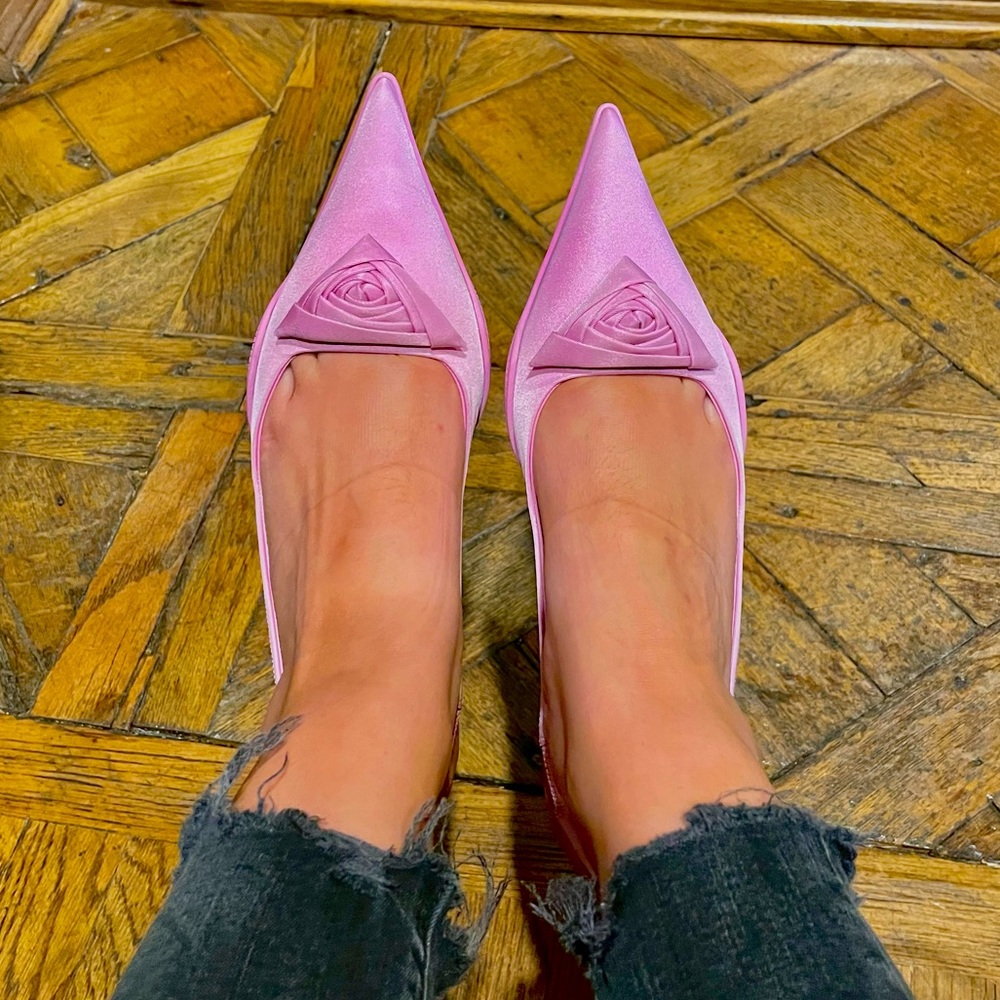 Pink Prada Pointed Toe Slingback Pump
